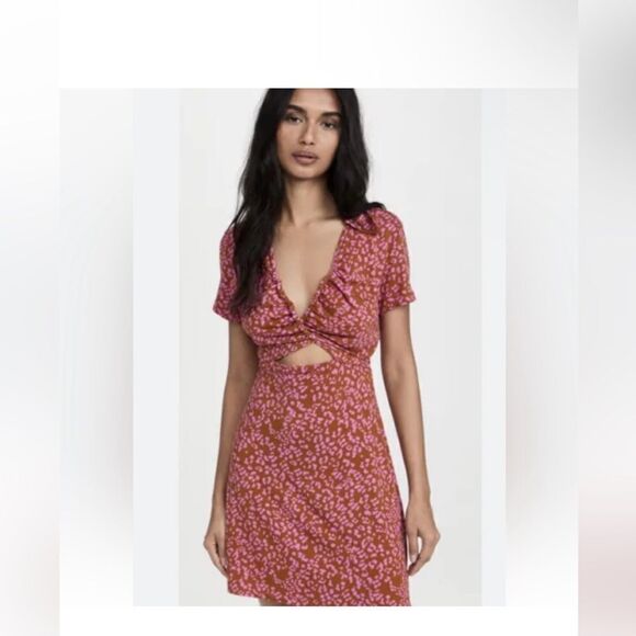 Free People NWT Marsaille mini dress in rust combo size  S - Picture 1 of 6